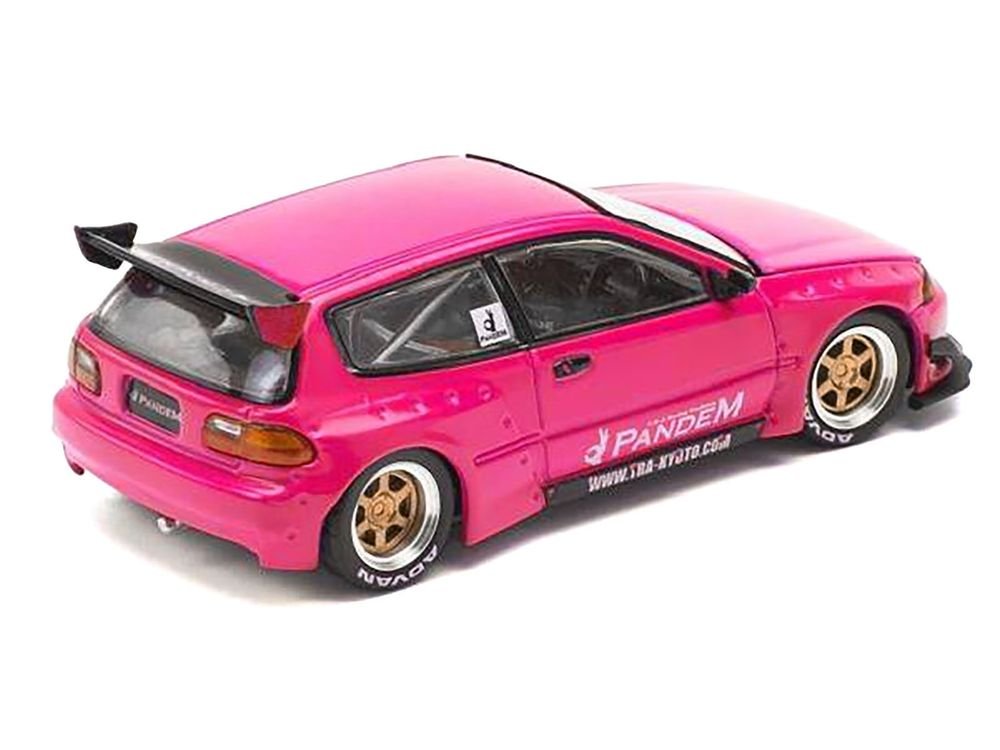 Pandem Civic EG6 RHD (Right Hand Drive) Pink "Enigma Exclusive Edition" 1/64 Diecast Model Car by Pop Race view 3
