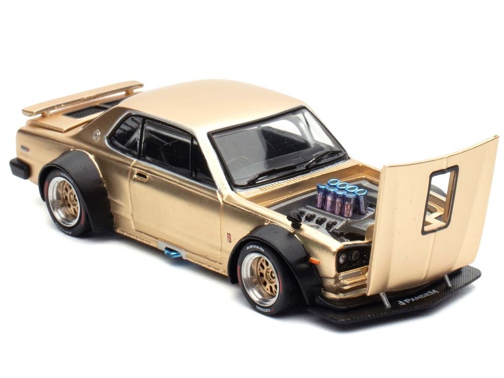Skyline GT-R V8 Drift "Hakosuka" RHD (Right Hand Drive) Gold Metallic 1/64 Diecast Model Car by Pop Race view 2