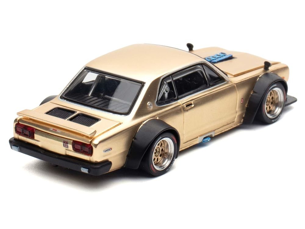 Skyline GT-R V8 Drift "Hakosuka" RHD (Right Hand Drive) Gold Metallic 1/64 Diecast Model Car by Pop Race view 4