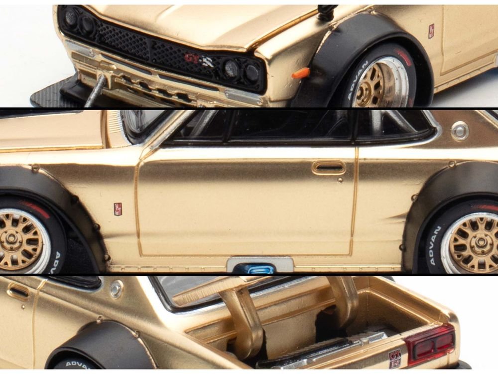 Skyline GT-R V8 Drift "Hakosuka" RHD (Right Hand Drive) Gold Metallic 1/64 Diecast Model Car by Pop Race view 5