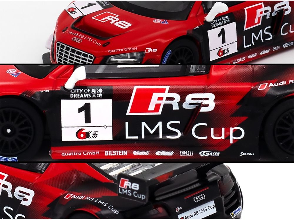 Audi R8 LMS #1 Edoardo Mortara Winner "Macau GT Cup" (2013) 1/64 Diecast Model Car by Pop Race view 3