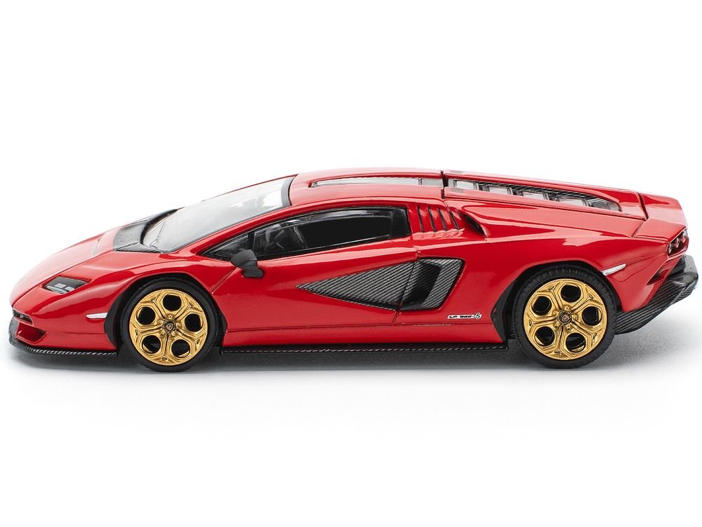 Lamborghini Countach LPI 800-4 Red with Carbon Accents 1/64 Diecast Model Car by Pop Race view 2