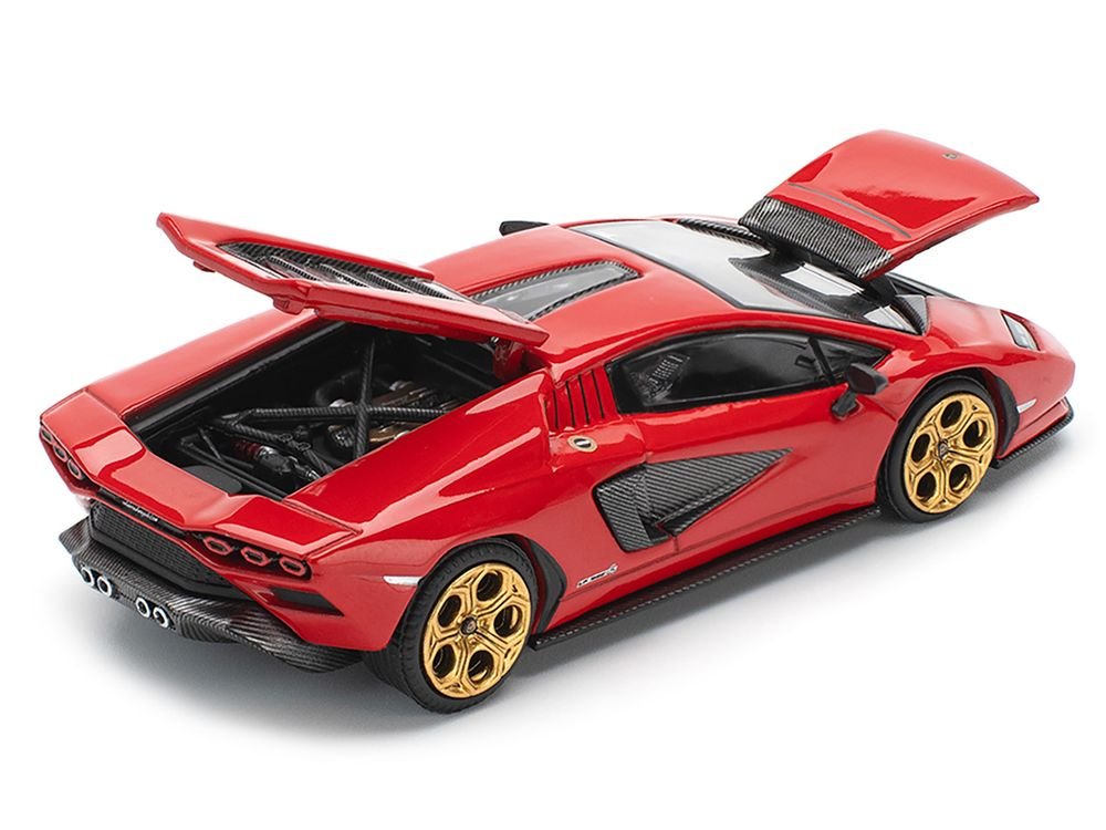 Lamborghini Countach LPI 800-4 Red with Carbon Accents 1/64 Diecast Model Car by Pop Race view 3