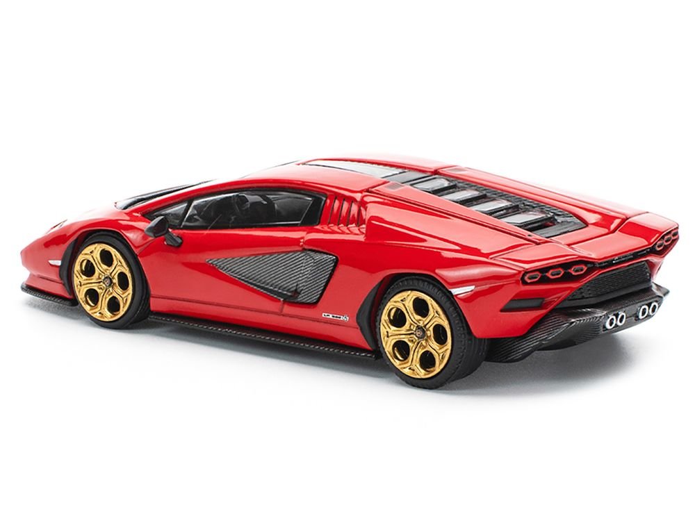 Lamborghini Countach LPI 800-4 Red with Carbon Accents 1/64 Diecast Model Car by Pop Race view 4