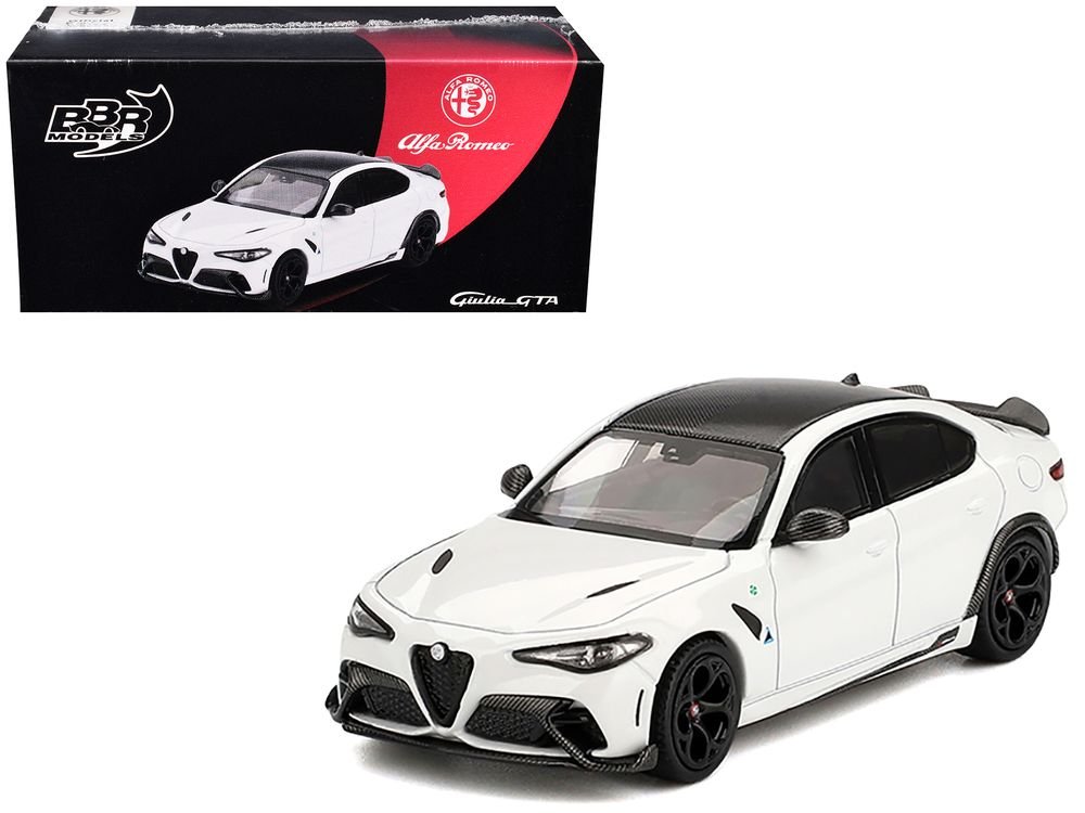 Alfa Romeo Giulia GTA White with Carbon Top 1/64 Diecast Model Car by BBR