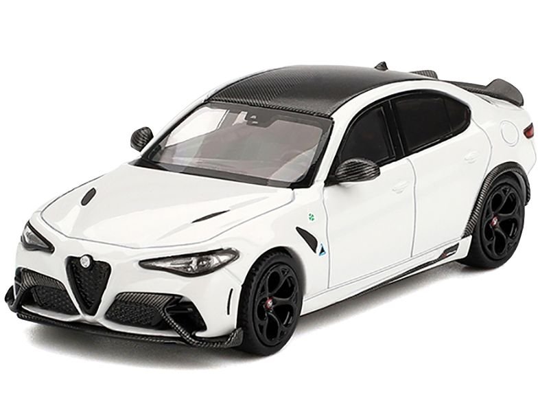 Alfa Romeo Giulia GTA White with Carbon Top 1/64 Diecast Model Car by BBR view 2