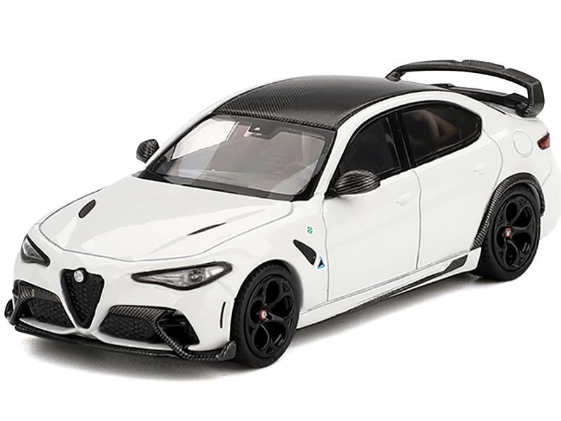 Alfa Romeo Giulia GTAm White with Carbon Top 1/64 Diecast Model Car by BBR view 2