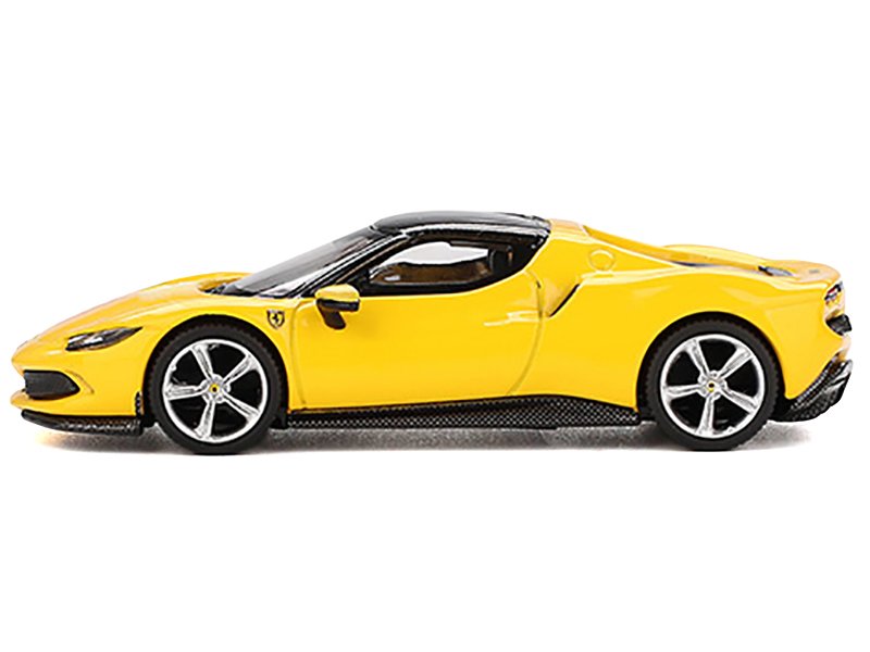 Ferrari 296 GTB Giallo Modena Yellow with Black Top 1/64 Diecast Model Car by BBR view 2