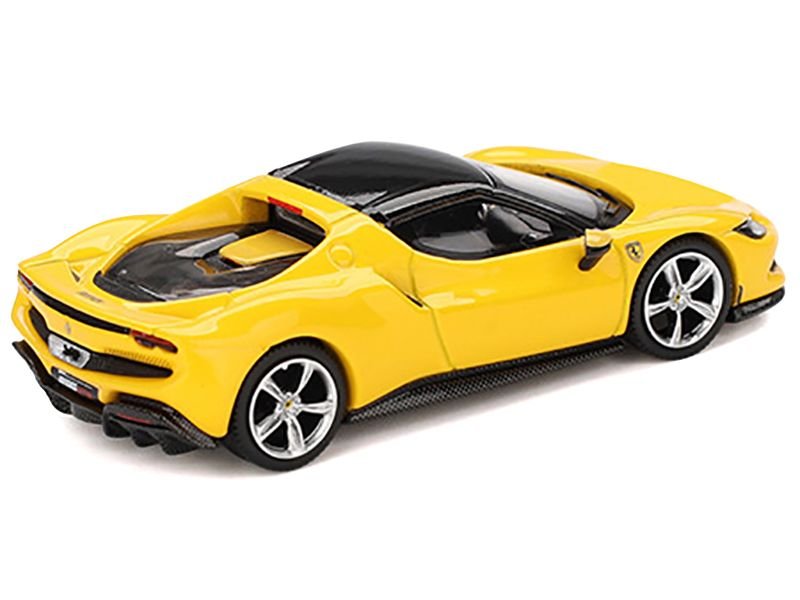 Ferrari 296 GTB Giallo Modena Yellow with Black Top 1/64 Diecast Model Car by BBR view 3