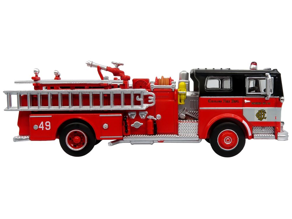 1974 Ward LaFrance Fire Engine "Chicago Fire Department - Engine 49" Red with Black Top "5 Alarm" Series Limited Edition 1/87 (HO) Diecast Model by Iconic Replicas view 2