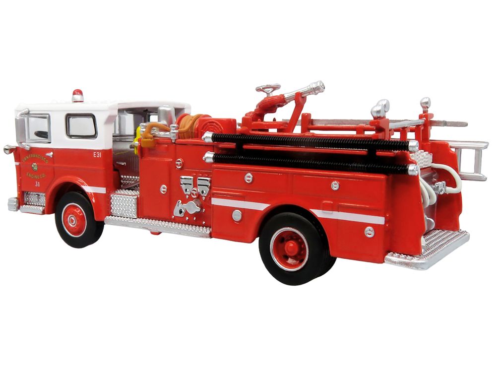 1974 Ward LaFrance Fire Engine "San Francisco Fire Department – Engine 31" Red with White Top "5 Alarm" Series Limited Edition 1/87 (HO) Diecast Model by Iconic Replicas view 3