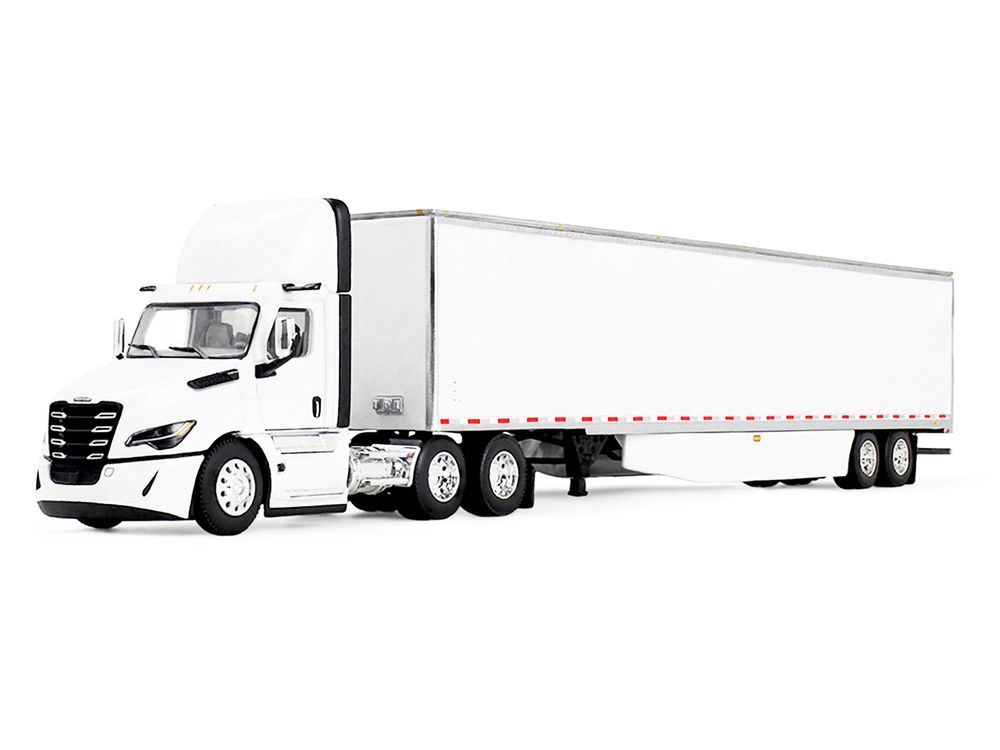 Freightliner Fifth Generation Cascadia Day Cab and 53' Utility Trailer with Skirts White 1/64 Diecast Model by DCP/First Gear view 2