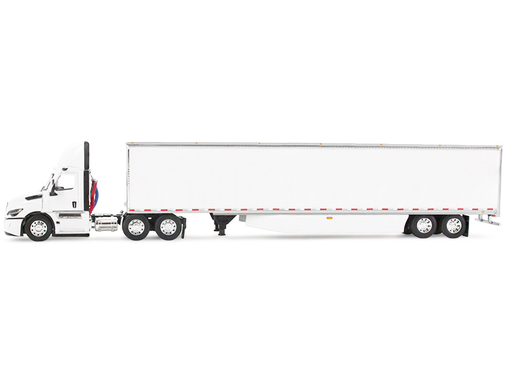 Freightliner Fifth Generation Cascadia Day Cab and 53' Utility Trailer with Skirts White 1/64 Diecast Model by DCP/First Gear view 3