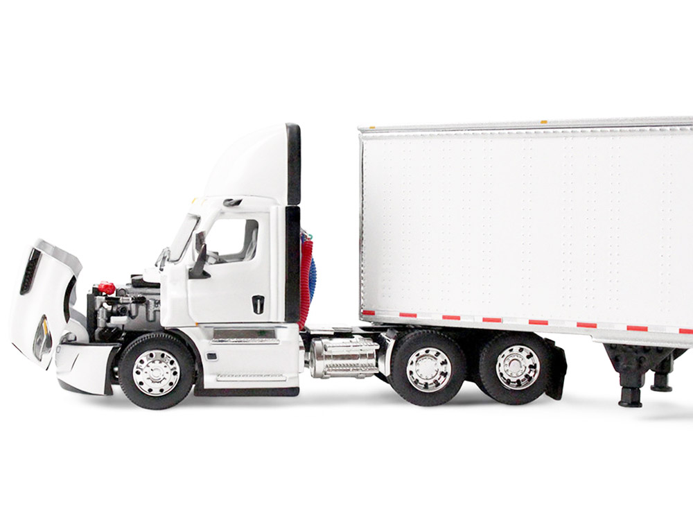 Freightliner Fifth Generation Cascadia Day Cab and 53' Utility Trailer with Skirts White 1/64 Diecast Model by DCP/First Gear view 4