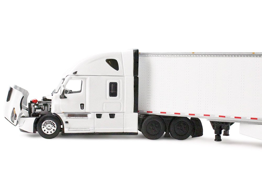 Freightliner Fifth Generation Cascadia Raised Roof Sleeper & 53' Utility Trailer with Skirts White 1/64 Diecast Model by DCP/First Gear view 3
