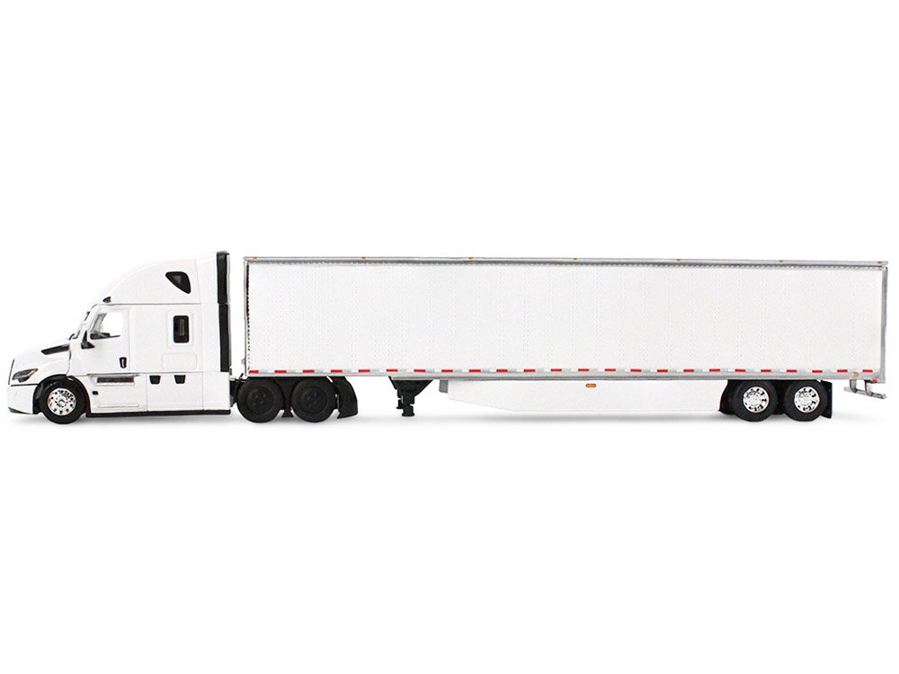 Freightliner Fifth Generation Cascadia Raised Roof Sleeper & 53' Utility Trailer with Skirts White 1/64 Diecast Model by DCP/First Gear view 4