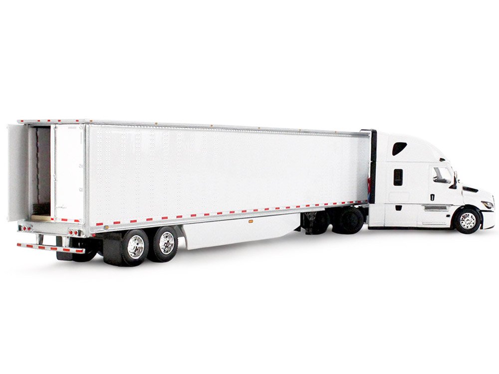 Freightliner Fifth Generation Cascadia Raised Roof Sleeper & 53' Utility Trailer with Skirts White 1/64 Diecast Model by DCP/First Gear view 5