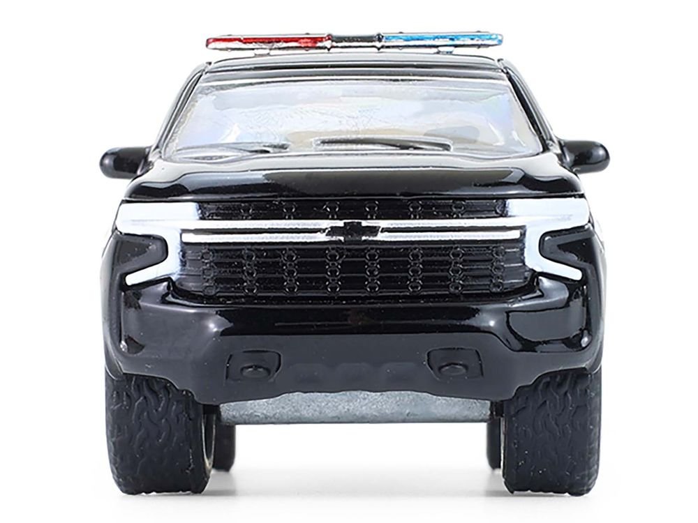 2024 Chevrolet Tahoe Police Pursuit Vehicle "Dover Police – 100th Anniversary Edition" Black with White Stripes "Hobby Exclusive" Series 1/64 Diecast Model Car by Greenlight view 4