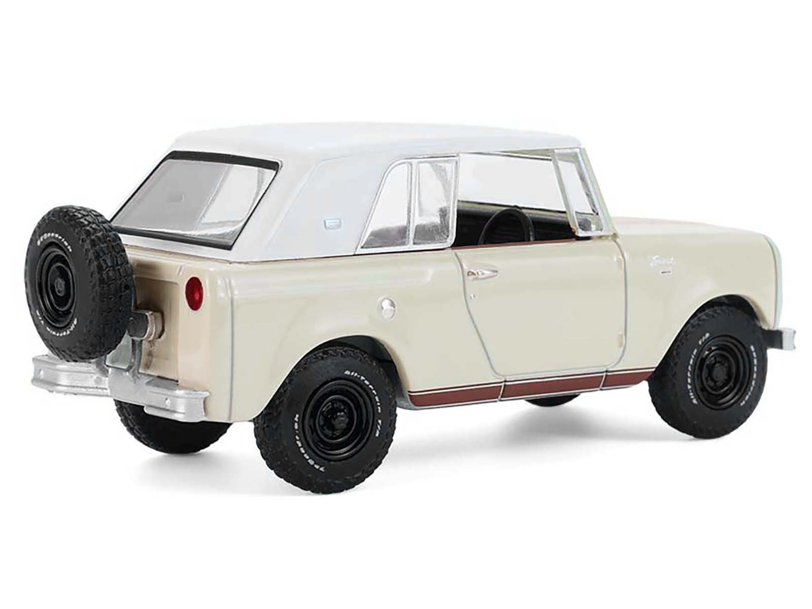 1967 International Scout 800 Sportop Cream with Brown Stripes and White Top "All Terrain" Series 17 1/64 Diecast Model Car by Greenlight view 4