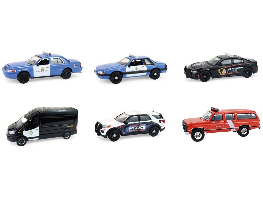 "Hot Pursuit - Canada Special Edition" Set of 6 Police Cars 1/64 Diecast Model Cars by Greenlight view 2