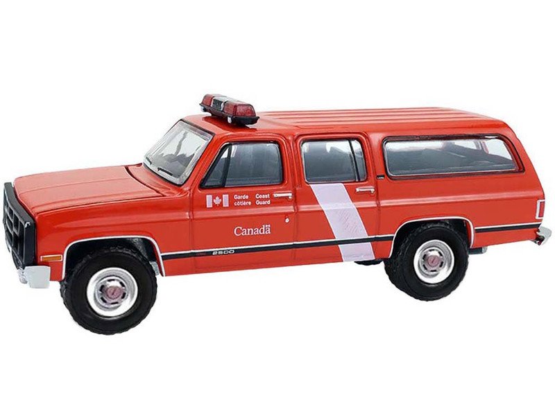 1991 GMC Suburban "Canada Coast Guard" Red with White Stripes "Hot Pursuit - Canada Special Edition" Series 1/64 Diecast Model Car by Greenlight view 2