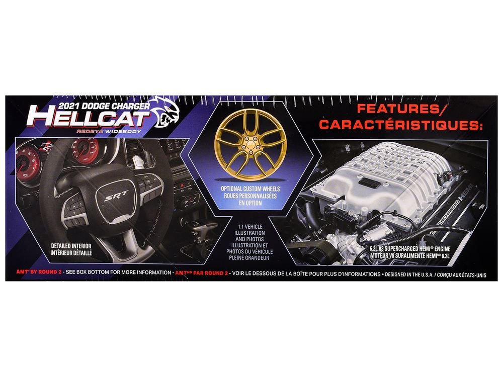 Skill 2 Model Kit 2021 Dodge Charger Hellcat Redeye Widebody 1/25 Scale Model by AMT view 3