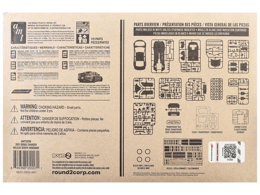 Skill 2 Model Kit 2021 Dodge Charger Hellcat Redeye Widebody 1/25 Scale Model by AMT view 4