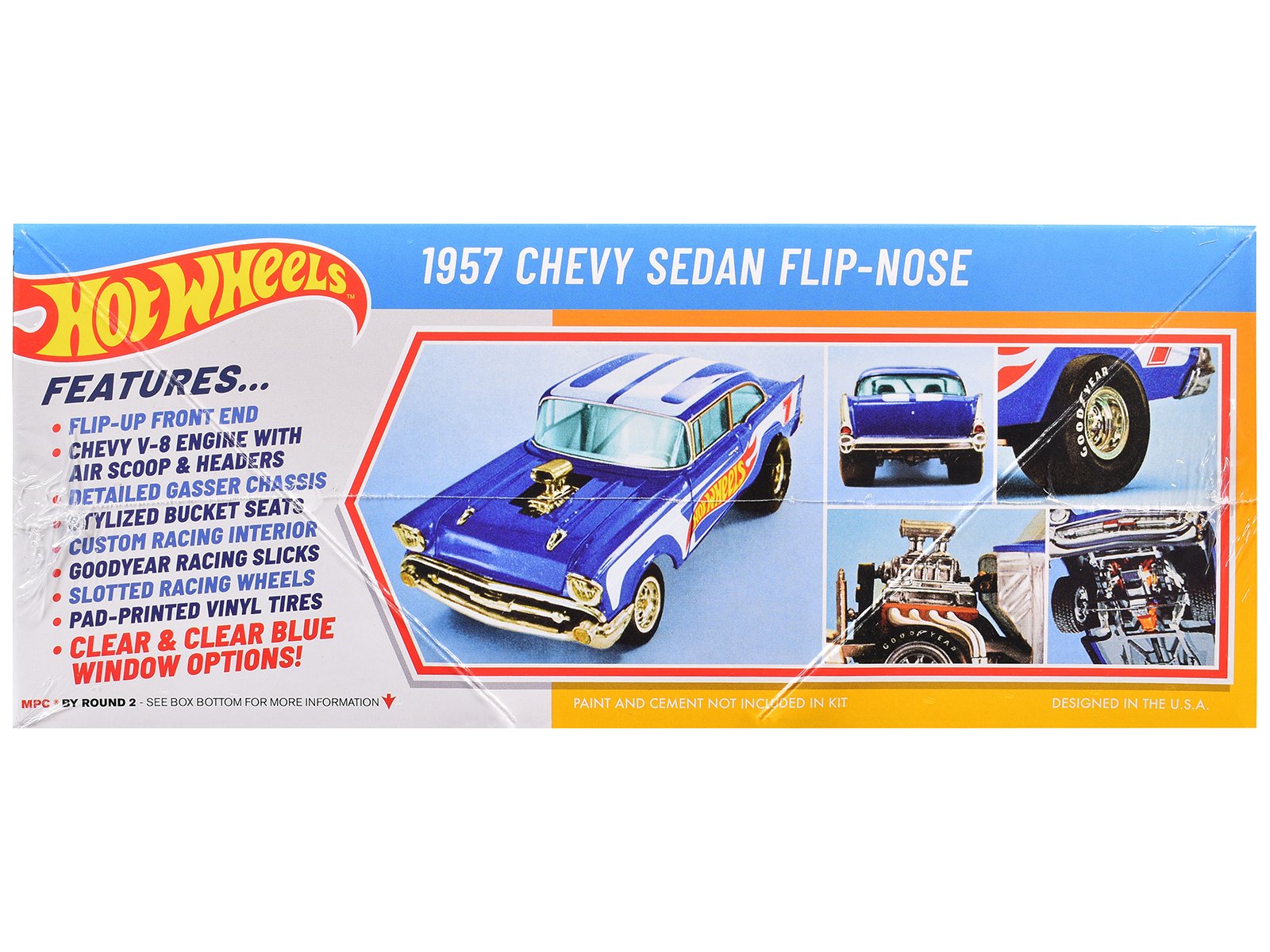 Skill 2 Model Kit 1957 Chevrolet Sedan Flip-Nose "Hot Wheels" 1/25 Scale Model by MPC view 2