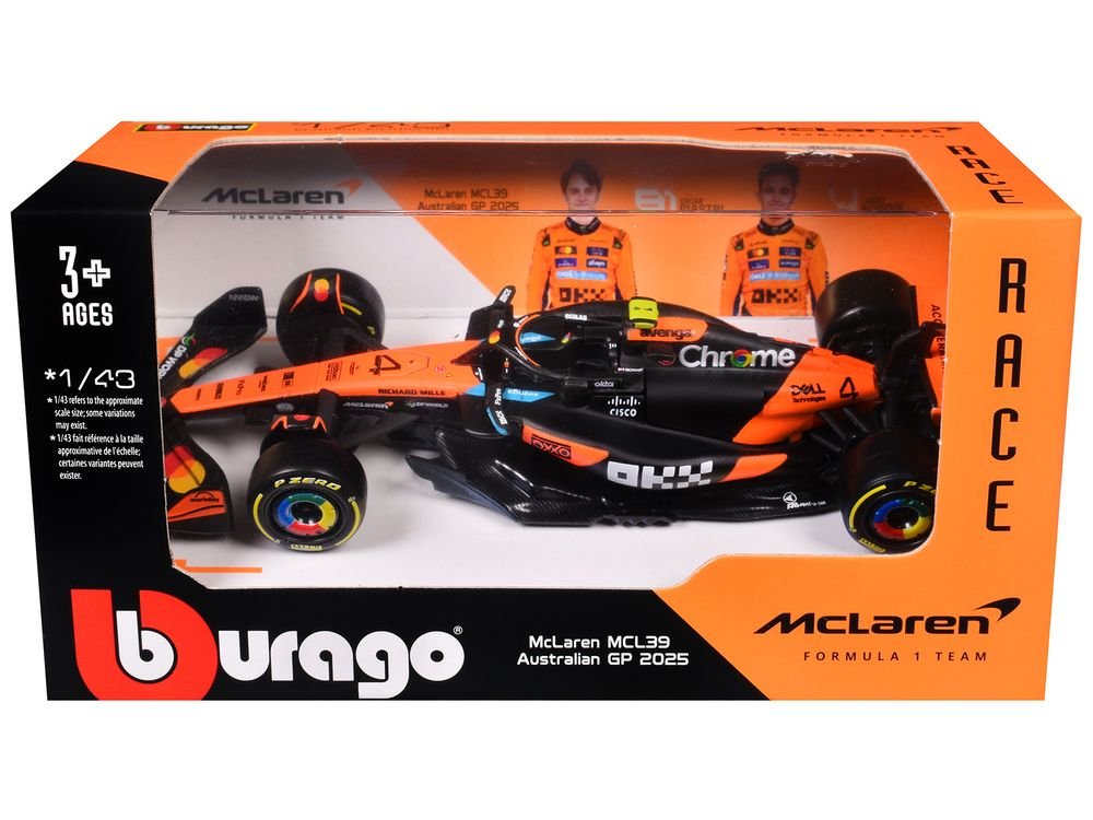 McLaren MCL39 #4 Lando Norris "OKX" Winner Formula One F1 "Australian GP" (2025) "Race" Series 1/43 Diecast Model Car by Bburago view 3