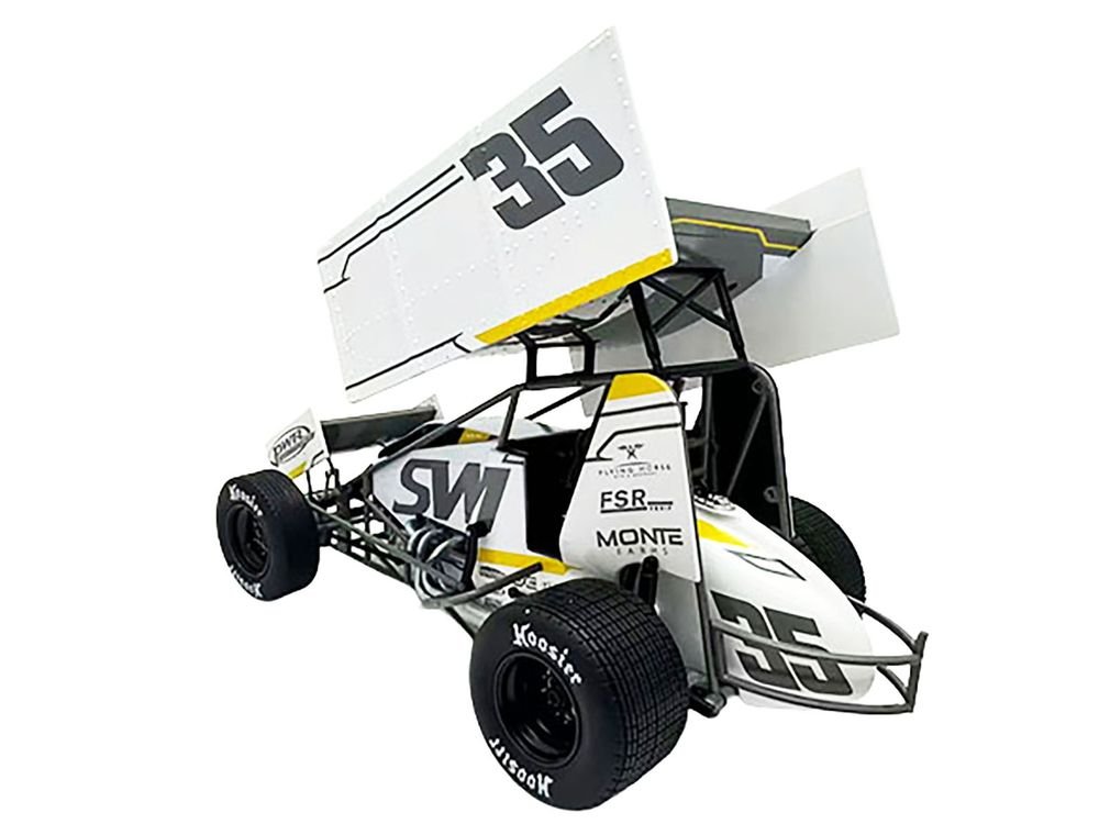 Winged Sprint Car #35 Jamie Veal "SWI Earthworks" White (2025) 1/18 Diecast Model Car by ACME view 3
