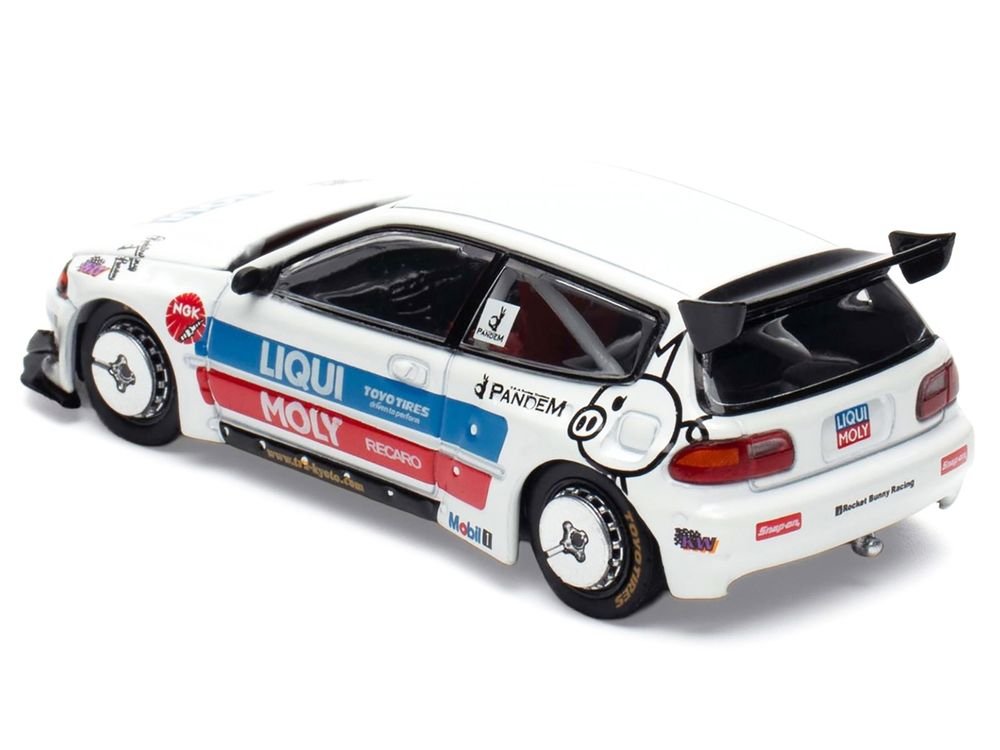 Pandem Civic EG6 RHD (Right Hand Drive) White with Stripes and Graphics "VDX - Tokyo Auto Salon Hong Kong 2025" Special Edition 1/64 Diecast Model Car by Pop Race view 4