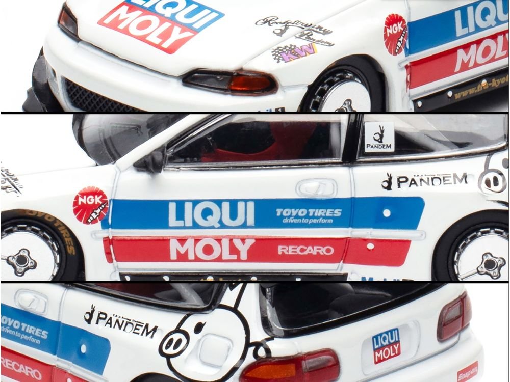 Pandem Civic EG6 RHD (Right Hand Drive) White with Stripes and Graphics "VDX - Tokyo Auto Salon Hong Kong 2025" Special Edition 1/64 Diecast Model Car by Pop Race view 5