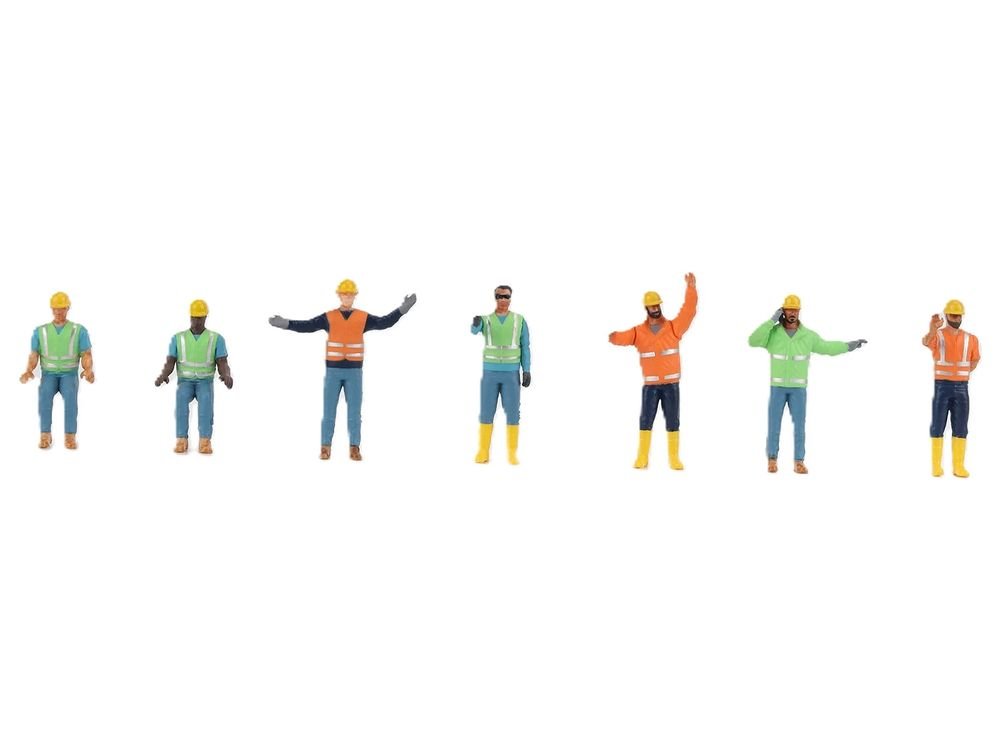 "Construction Workers" 7 Piece Figure Set for 1/50 Scale Models by Diecast Masters view 2
