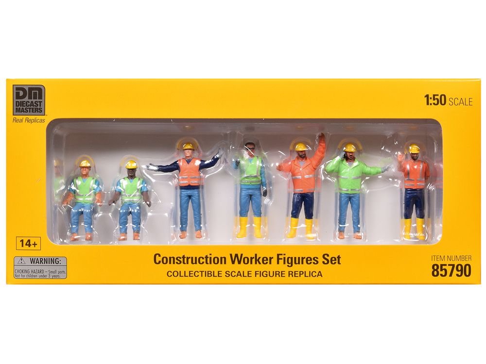 "Construction Workers" 7 Piece Figure Set for 1/50 Scale Models by Diecast Masters view 3