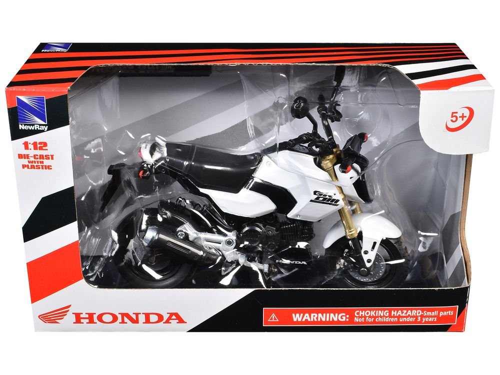 Honda GROM Motorcycle White 1/12 Diecast Model by New Ray view 3