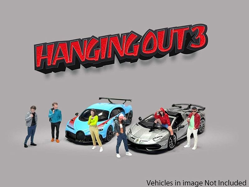 "Hanging Out #3" 6 piece Diecast Figure Set (6 Figures) Limited Edition for 1/64 Scale Models by American Diorama view 3