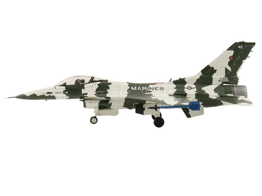 General Dynamics F-16N Fighting Falcon Fighter Aircraft "163269 U.S. Navy Fighter Weapons School" (1990s) United States Marine Corps "Air Power Series" 1/72 Diecast Model by Hobby Master view 2