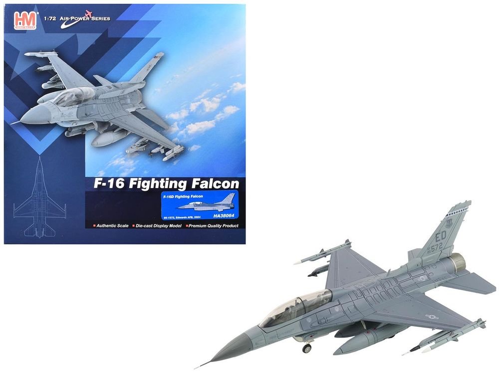 Lockheed F-16D Fighting Falcon Fighter Aircraft "85-1572 Edwards Air Force Base" (2024) United States Air Force "Air Power Series" 1/72 Diecast Model by Hobby Master