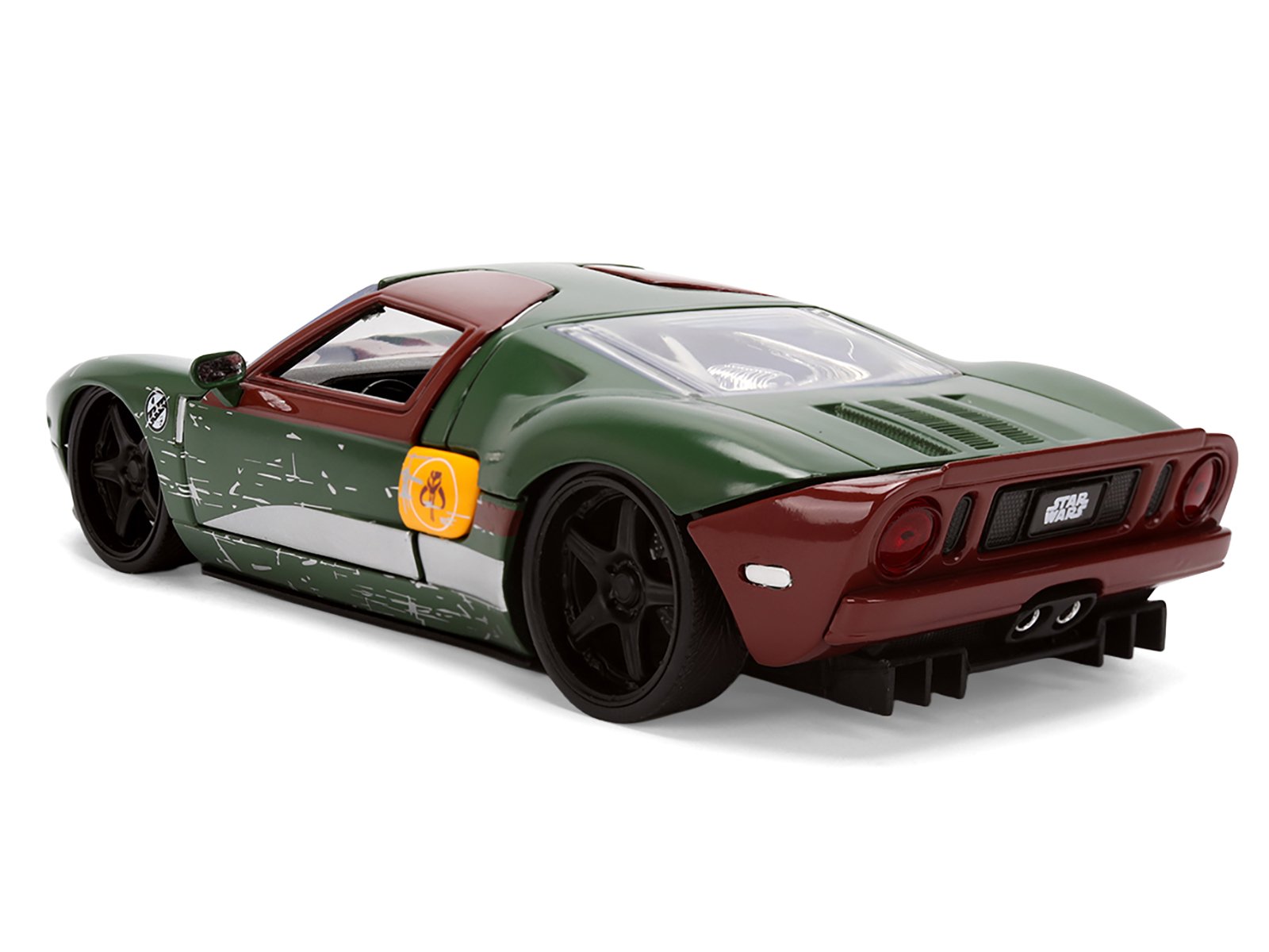 2005 Ford GT Green (Weathered) with Graphics and Boba Fett Figure "Star Wars" Franchise "Hollywood Rides" Series 1/24 Diecast Model Car by Jada view 5