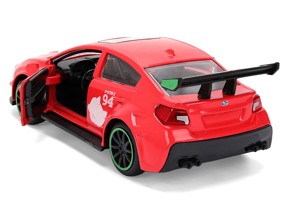 2016 Subaru WRX STI Red with "Knuckles" Graphics "Sonic the Hedgehog" (1991) Video Game "Hollywood Rides" Series 1/32 Diecast Model Car by Jada view 4