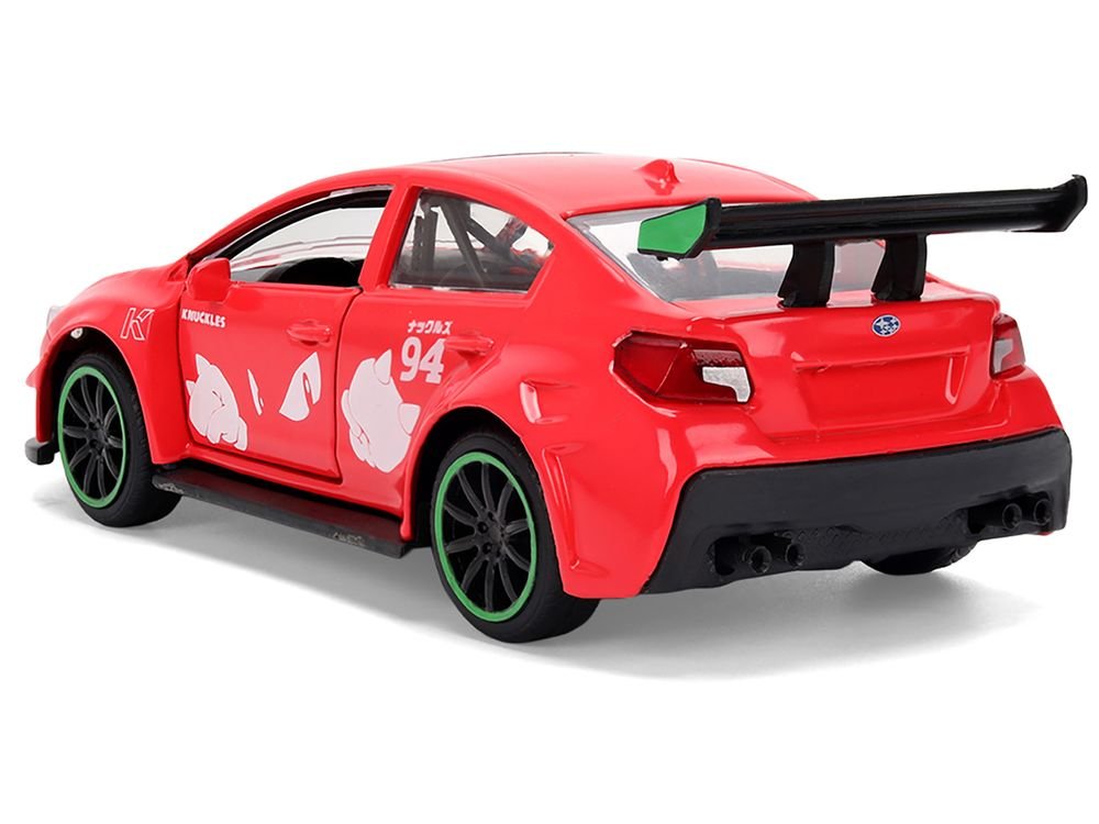 2016 Subaru WRX STI Red with "Knuckles" Graphics "Sonic the Hedgehog" (1991) Video Game "Hollywood Rides" Series 1/32 Diecast Model Car by Jada view 5