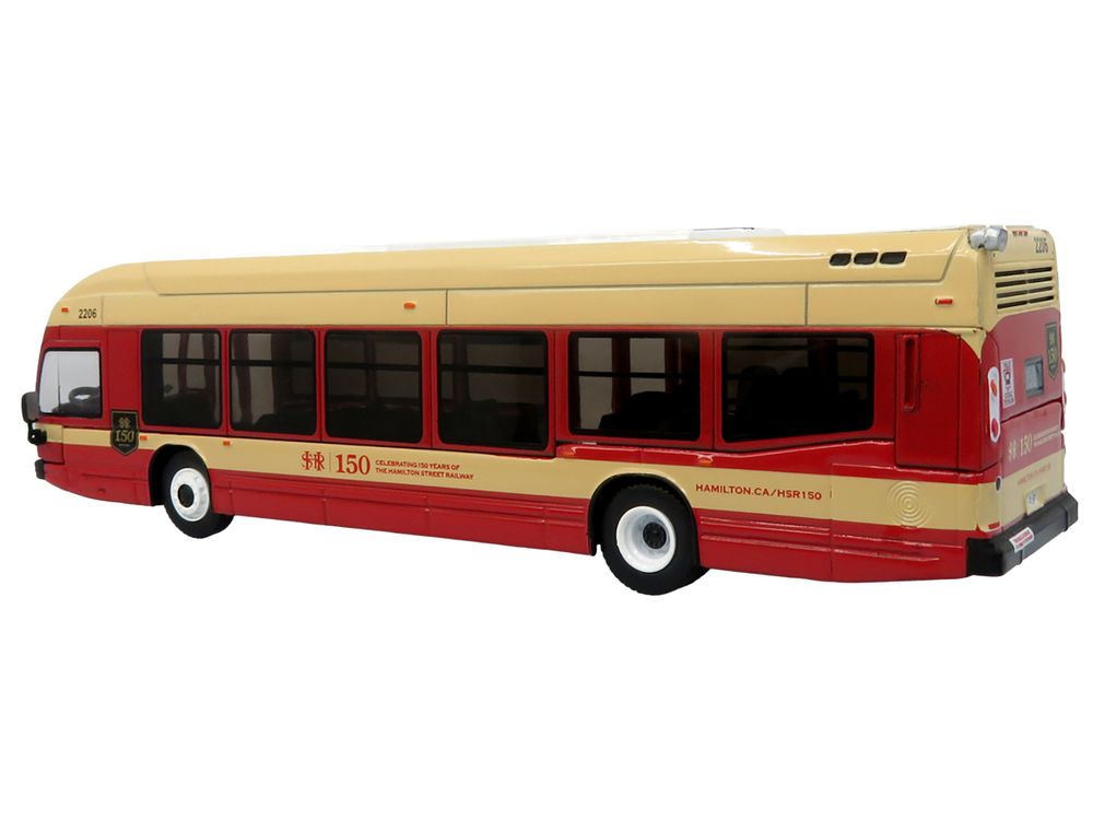 Nova Bus LFS HEV Transit Bus "Hamilton Street Railway 150th Anniversary" Cream and Red "The Bus & Motorcoach Collection" Limited Edition to 504 pieces Worldwide 1/87 (HO) Diecast Model by Iconic Replicas view 3