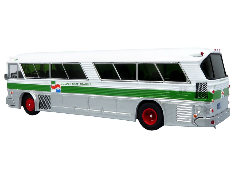 1964 MCI MC-5A Coach Bus "Golden Gate Transit" White with Green Stripes "Vintage Bus & Motorcoach Collection" Limited Edition to 504 pieces Worldwide 1/87 (HO) Diecast Model by Iconic Replicas view 3