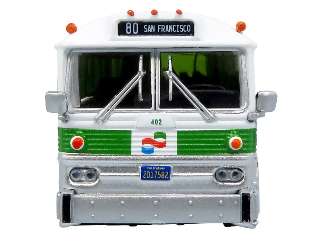 1964 MCI MC-5A Coach Bus "Golden Gate Transit" White with Green Stripes "Vintage Bus & Motorcoach Collection" Limited Edition to 504 pieces Worldwide 1/87 (HO) Diecast Model by Iconic Replicas view 4