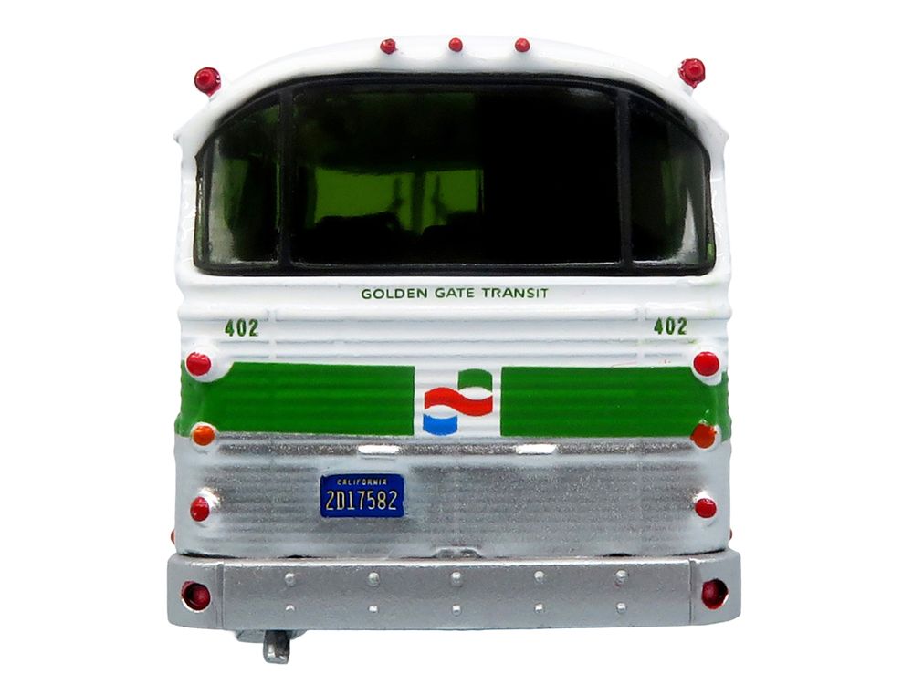 1964 MCI MC-5A Coach Bus "Golden Gate Transit" White with Green Stripes "Vintage Bus & Motorcoach Collection" Limited Edition to 504 pieces Worldwide 1/87 (HO) Diecast Model by Iconic Replicas view 5