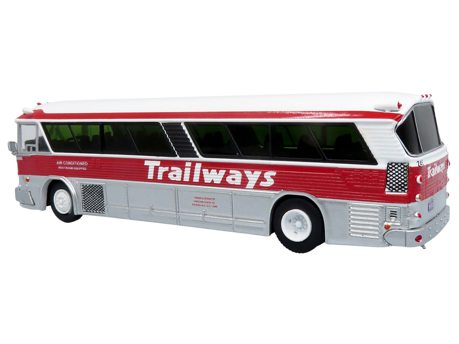 1964 MCI MC-5A Coach Bus "Trailways Chicago" White with Red Stripes "Vintage Bus & Motorcoach Collection" Limited Edition to 504 pieces Worldwide 1/87 (HO) Diecast Model by Iconic Replicas view 3