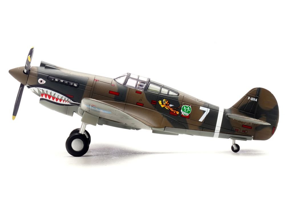 Curtiss P-40B/C Warhawk Fighter Aircraft "White 7 1st Squadron Flying Tigers Chinese Air Force" (1942) 1st American Volunteer Group 1/72 Diecast Model Airplane by Legion view 2