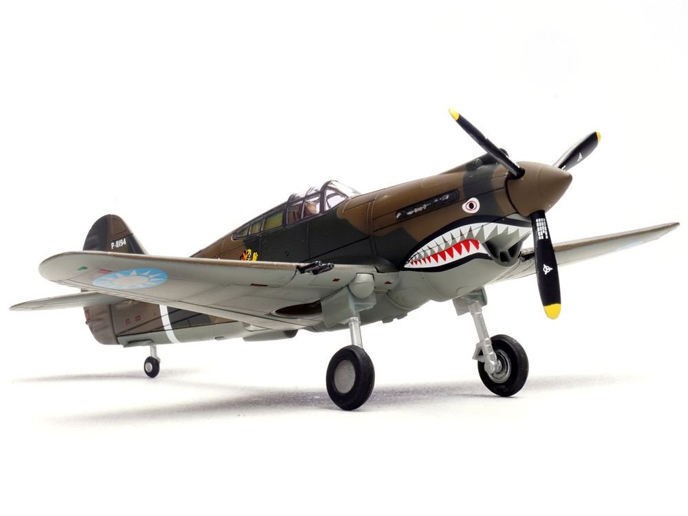 Curtiss P-40B/C Warhawk Fighter Aircraft "White 7 1st Squadron Flying Tigers Chinese Air Force" (1942) 1st American Volunteer Group 1/72 Diecast Model Airplane by Legion view 5