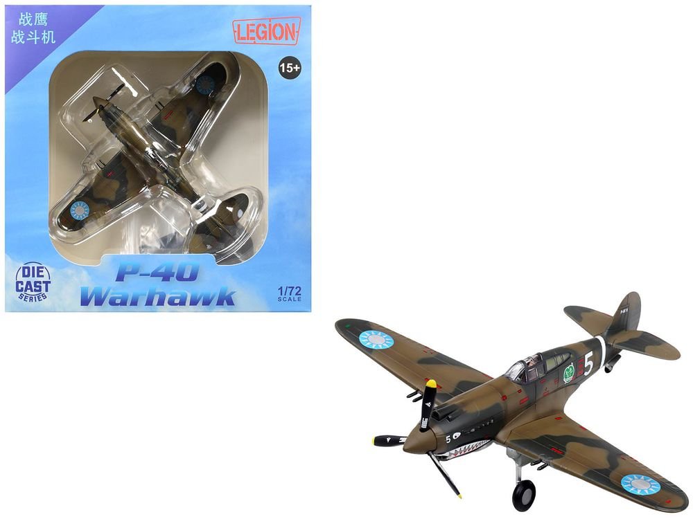 Curtiss P-40B/C Warhawk Fighter Aircraft "White 5 Charles Bond 1st Squadron Flying Tigers Chinese Air Force" (1942) 1st American Volunteer Group 1/72 Diecast Model Airplane by Legion
