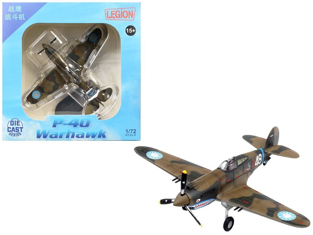 Curtiss P-40B/C Warhawk Fighter Aircraft "White 48 David Lee 'Tex' Hill 2nd Squadron Panda Bears Chinese Air Force Burma" (1942) 1st American Volunteer Group 1/72 Diecast Model Airplane by Legion